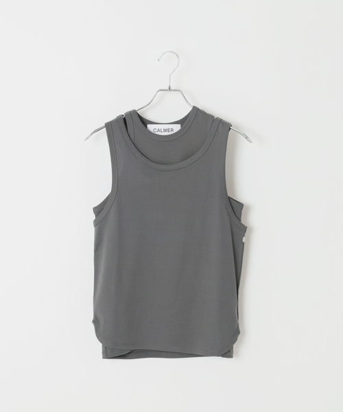CALMER(カルメール)の「Layering Tank / レイヤータンクトップ(タンクトップ・レディース・チャコールグレー/ネイビー/ホワイト・FREE)」の1枚目の写真