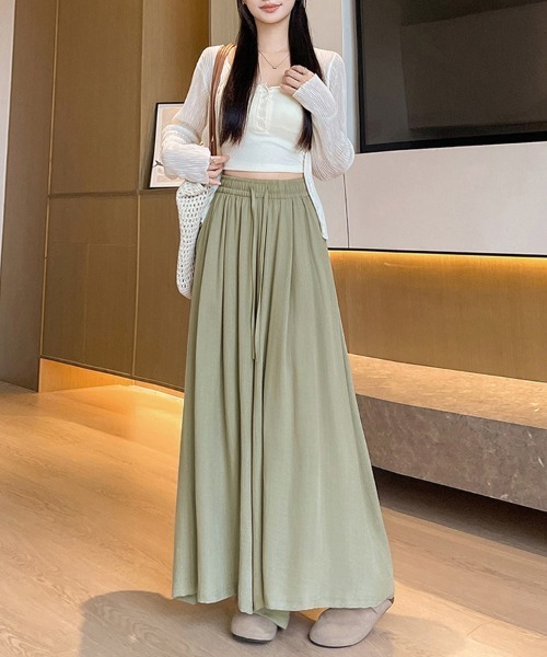 ONEP STAR(ワンピスター)の「接触冷感ワイドパンツ(その他パンツ・レディース・カーキ/ブラック/ベージュ/ダークグレー・X-LARGE/LARGE/MEDIUM)」の15枚目の写真