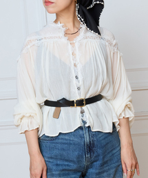 IENA LA BOUCLE 楊柳レースブラウス