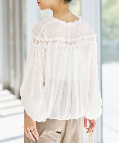 IENA LA BOUCLE(イエナラブークル)の「IENA LA BOUCLE 楊柳レースブラウス(シャツ/ブラウス・レディース・ホワイト/ブラック系その他・FREE)」の21枚目の写真