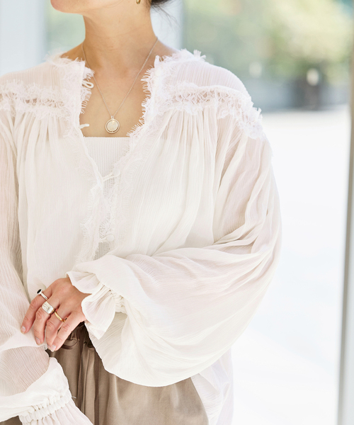 IENA LA BOUCLE(イエナラブークル)の「IENA LA BOUCLE 楊柳レースブラウス(シャツ/ブラウス・レディース・ホワイト/ブラック系その他・FREE)」の19枚目の写真