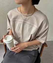 異素材切替ラインカットソー