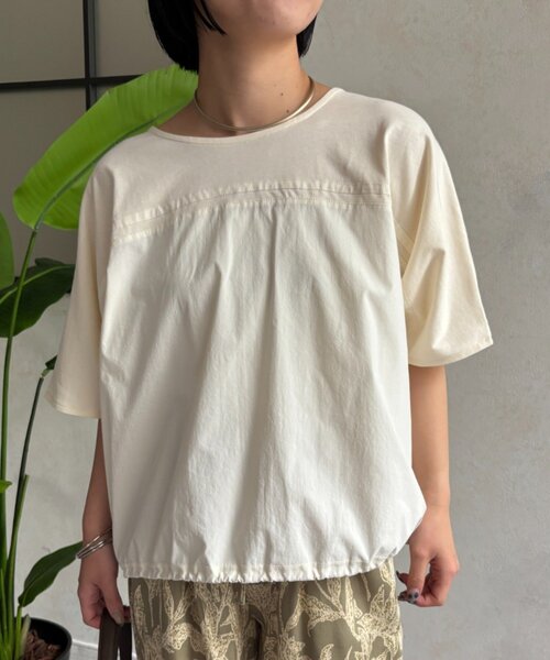 Jena espace merveilleux(ジェナ エスパスメルヴェイユ)の「異素材切替ラインカットソー(Tシャツ/カットソー・レディース・アイボリー/ライトグレー・FREE)」の6枚目の写真