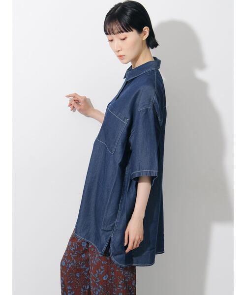 Samansa Mos2(サマンサ モスモス)の「◇【接触冷感】クールデニムビッグシャツ(シャツ/ブラウス・レディース・グレー/ネイビー/ブルー・F)」の14枚目の写真