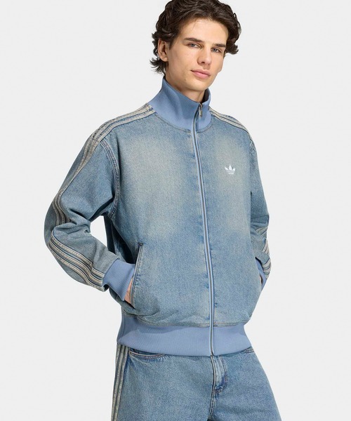 adidas(アディダス)の「adidas/アディダス ファイヤーバード アディカラー デニム トラックトップ ハイネック トレフォイル デニムジャケット メンズ 2026年秋冬 秋服(デニムジャケット・レディース・ライトブルー・S/M/L/XL)」の13枚目の写真