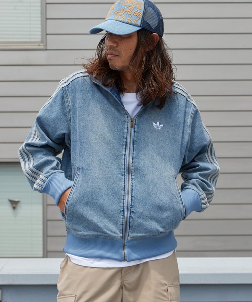 adidas(アディダス)の「adidas/アディダス ファイヤーバード アディカラー デニム トラックトップ ハイネック トレフォイル デニムジャケット メンズ 2026年秋冬 秋服(デニムジャケット・レディース・ライトブルー・S/M/L/XL)」の15枚目の写真