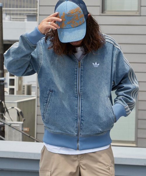 adidas(アディダス)の「adidas/アディダス ファイヤーバード アディカラー デニム トラックトップ ハイネック トレフォイル デニムジャケット メンズ 2026年秋冬 秋服(デニムジャケット・レディース・ライトブルー・S/M/L/XL)」の16枚目の写真