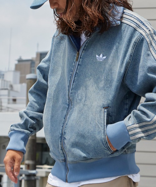 adidas(アディダス)の「adidas/アディダス ファイヤーバード アディカラー デニム トラックトップ ハイネック トレフォイル デニムジャケット メンズ 2026年秋冬 秋服(デニムジャケット・レディース・ライトブルー・S/M/L/XL)」の17枚目の写真