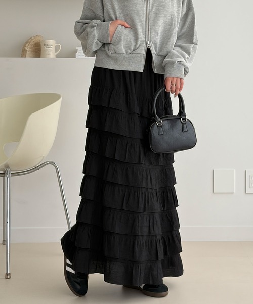 GeeRA(ジーラ)の「フリルティアードスカート(スカート・レディース・アイボリー/ブラック・X-LARGE/LARGE/MEDIUM)」の10枚目の写真