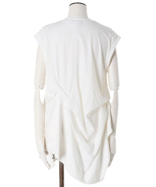 UN3D.(アンスリード)の「【UN3D./アンスリード】TUCK DRAPE SLEEVELESS TOP/タックドレープスリーブトップス(Tシャツ/カットソー・レディース・ホワイト/ブラック・FREE)」の5枚目の写真
