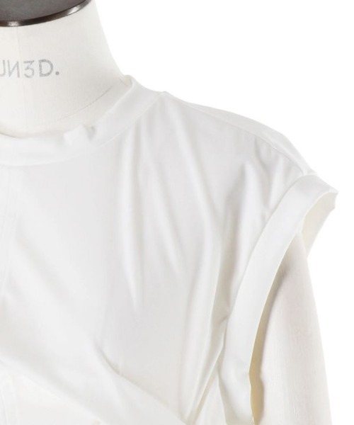 UN3D.(アンスリード)の「【UN3D./アンスリード】TUCK DRAPE SLEEVELESS TOP/タックドレープスリーブトップス(Tシャツ/カットソー・レディース・ホワイト/ブラック・FREE)」の7枚目の写真