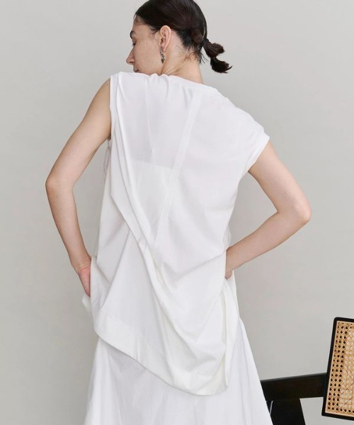 UN3D.(アンスリード)の「【UN3D./アンスリード】TUCK DRAPE SLEEVELESS TOP/タックドレープスリーブトップス(Tシャツ/カットソー・レディース・ホワイト/ブラック・FREE)」の12枚目の写真