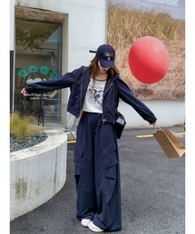 NEW GENTLEMAN（ニュージェントルマン）の「【2点SET】ミスティック セットアップ テッククロス ジップブルゾン＆パラシュートカーゴパンツ（ブルゾン）」
