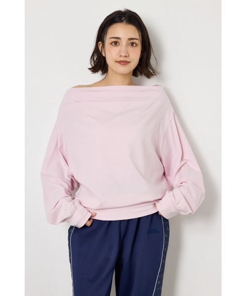 RODEO CROWNS WIDE BOWL(ロデオクラウンズワイドボウル)の「タックデザインオフショルL/Sトップス(Tシャツ/カットソー・レディース・オフホワイト/グレー×ホワイト/ライトピンク/ブラック・FREE)」の15枚目の写真