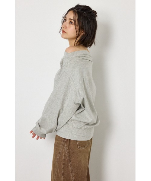 RODEO CROWNS WIDE BOWL(ロデオクラウンズワイドボウル)の「タックデザインオフショルL/Sトップス(Tシャツ/カットソー・レディース・オフホワイト/グレー×ホワイト/ライトピンク/ブラック・FREE)」の21枚目の写真