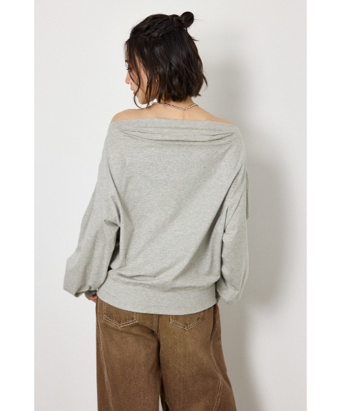 RODEO CROWNS WIDE BOWL(ロデオクラウンズワイドボウル)の「タックデザインオフショルL/Sトップス(Tシャツ/カットソー・レディース・オフホワイト/グレー×ホワイト/ライトピンク/ブラック・FREE)」の22枚目の写真