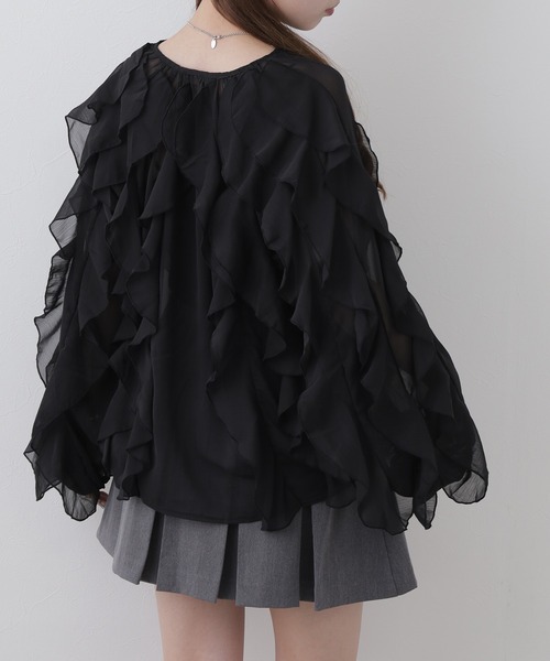crossi(クロッシー)の「大人フェミニンフリルジップアップジャケット(シャツ/ブラウス・レディース・ホワイト/ブラック・FREE)」の18枚目の写真