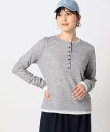 レイヤードヘンリーネックカットソー