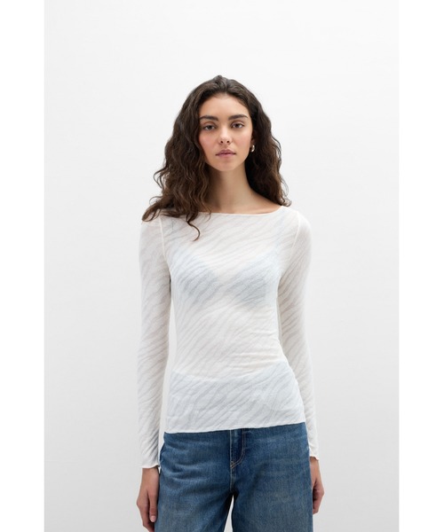 Intimissimi（インティミッシミ）の「ウルトラライトモダール＆カシミヤ ゼブラ柄 ニット（ニット/セーター・レディース・ブラック/アイボリー・L/M/S）」の2枚目の写真