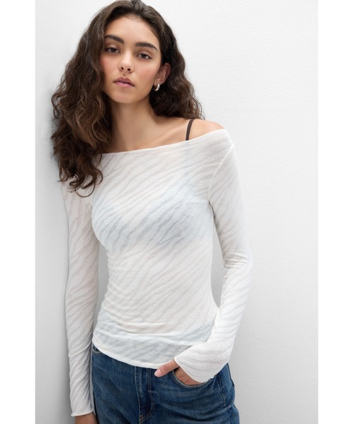 Intimissimi（インティミッシミ）の「ウルトラライトモダール＆カシミヤ ゼブラ柄 ニット（ニット/セーター・レディース・ブラック/アイボリー・L/M/S）」の3枚目の写真