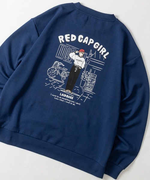 Red Cap Girl(レッドキャプガール)の「【a-r】〔RedCapGirl/レッドキャップガール〕ダンボールニット バックプリント クルーネックスウェット ストレッチ/シルクタッチ(スウェット・メンズ・ピンク/アッシュグレー/ブラック/ホワイト/ブルー・MEDIUM/LARGE)」の4枚目の写真