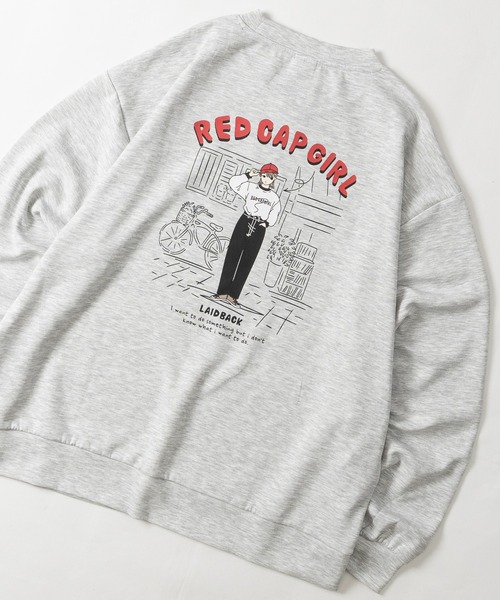 Red Cap Girl(レッドキャプガール)の「【a-r】〔RedCapGirl/レッドキャップガール〕ダンボールニット バックプリント クルーネックスウェット ストレッチ/シルクタッチ(スウェット・メンズ・ピンク/アッシュグレー/ブラック/ホワイト/ブルー・MEDIUM/LARGE)」の3枚目の写真