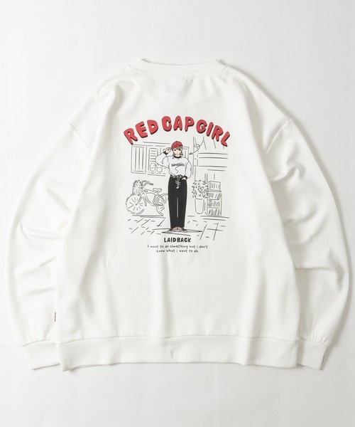 Red Cap Girl(レッドキャプガール)の「【a-r】〔RedCapGirl/レッドキャップガール〕ダンボールニット バックプリント クルーネックスウェット ストレッチ/シルクタッチ(スウェット・メンズ・ピンク/アッシュグレー/ブラック/ホワイト/ブルー・MEDIUM/LARGE)」の14枚目の写真