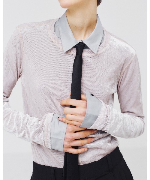 Juha(ユハ)の「SHEER VELOUR SKIN TOP(Tシャツ/カットソー・メンズ・ベージュ/ブラック・3/4)」の14枚目の写真