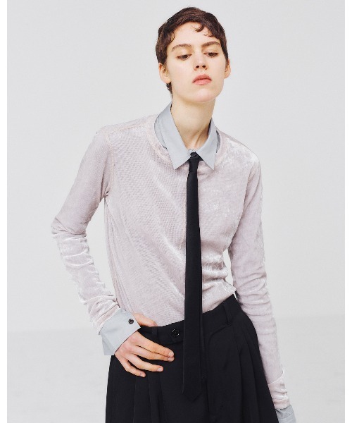 Juha(ユハ)の「SHEER VELOUR SKIN TOP(Tシャツ/カットソー・メンズ・ベージュ/ブラック・3/4)」の15枚目の写真