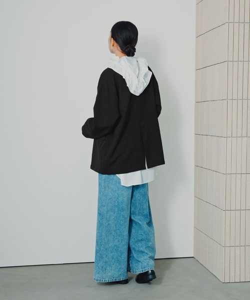 LEPSIM(レプシィム)の「フーディシャツ長袖チュニック 1060614(シャツ/ブラウス・レディース・ブラック/オフホワイト/キャメル/ホワイト×ブラック・FREE)」の10枚目の写真