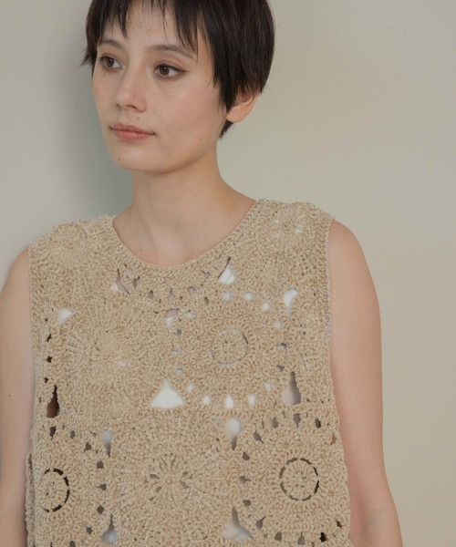 studio CLIP（スタディオクリップ）の「《natural by clip》モールレース刺繍ベスト（ニット/セーター・レディース・ネイビー/ベージュ・FREE）」の19枚目の写真