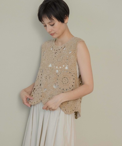 studio CLIP（スタディオクリップ）の「《natural by clip》モールレース刺繍ベスト（ニット/セーター・レディース・ネイビー/ベージュ・FREE）」の21枚目の写真