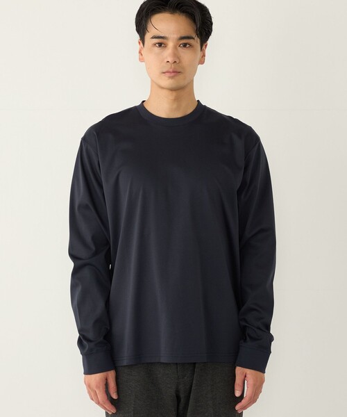SHIPS Colors(シップス カラーズ)の「〈抗菌防臭・UVカット〉シルケット コットン クルーネック ロンT 2◇(Tシャツ/カットソー・メンズ・ブラック/ライトホワイト/ネイビー/グレー・SMALL/MEDIUM/LARGE/X-LARGE)」の17枚目の写真