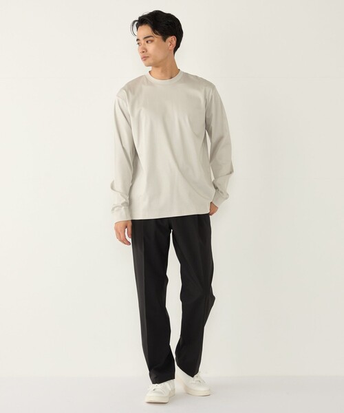 SHIPS Colors(シップス カラーズ)の「〈抗菌防臭・UVカット〉シルケット コットン クルーネック ロンT 2◇(Tシャツ/カットソー・メンズ・ブラック/ライトホワイト/ネイビー/グレー・SMALL/MEDIUM/LARGE/X-LARGE)」の22枚目の写真