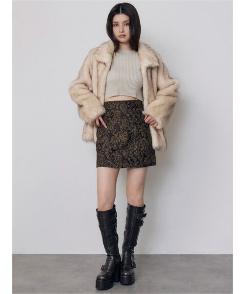 MURUA（ムルーア）の「ゴブランミニスカート　秋服　冬服（スカート・レディース・ブラウン/ブルー・2/1）」の5枚目の写真