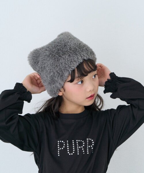 CIAOPANIC TYPY(チャオパニックティピー)の「【KIDS/ZO限カラーあり】ねこみみファー帽(キャップ・キッズ・サックスブルー/オフホワイト/グレー/ブラウン/ベージュ/ブラック・ONE SIZE)」の3枚目の写真