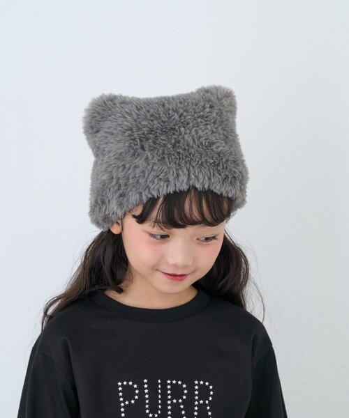 CIAOPANIC TYPY(チャオパニックティピー)の「【KIDS/ZO限カラーあり】ねこみみファー帽(キャップ・キッズ・サックスブルー/オフホワイト/グレー/ブラウン/ベージュ/ブラック・ONE SIZE)」の8枚目の写真