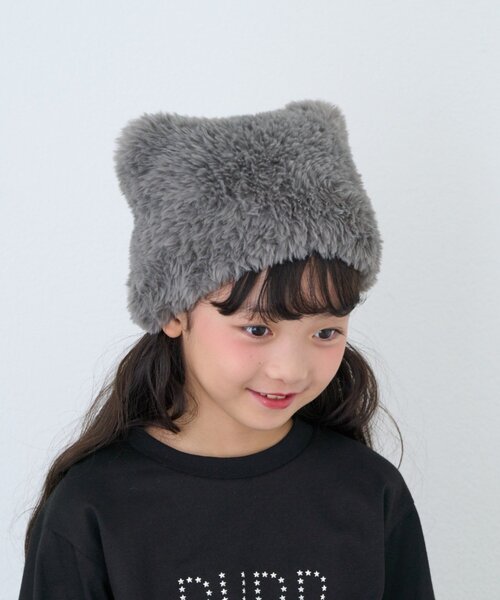 CIAOPANIC TYPY(チャオパニックティピー)の「【KIDS/ZO限カラーあり】ねこみみファー帽(キャップ・キッズ・サックスブルー/オフホワイト/グレー/ブラウン/ベージュ/ブラック・ONE SIZE)」の9枚目の写真