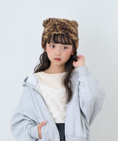 CIAOPANIC TYPY(チャオパニックティピー)の「【KIDS/ZO限カラーあり】ねこみみファー帽(キャップ・キッズ・サックスブルー/オフホワイト/グレー/ブラウン/ベージュ/ブラック・ONE SIZE)」の13枚目の写真