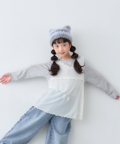 CIAOPANIC TYPY(チャオパニックティピー)の「【KIDS/ZO限カラーあり】ねこみみファー帽(キャップ・キッズ・サックスブルー/オフホワイト/グレー/ブラウン/ベージュ/ブラック・ONE SIZE)」の22枚目の写真