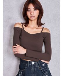 カシュクールデザインオフショルトップス