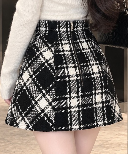 NoBelle（ノベル）の「ツイードチェックミニスカート（スカート・レディース・ブラック/ホワイト・FREE）」の8枚目の写真