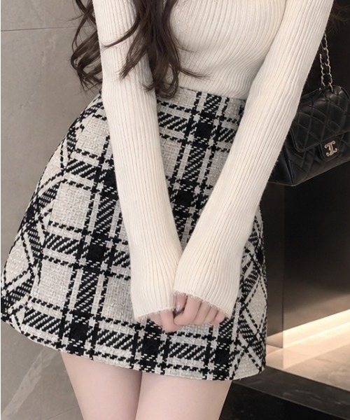 NoBelle（ノベル）の「ツイードチェックミニスカート（スカート・レディース・ブラック/ホワイト・FREE）」の10枚目の写真