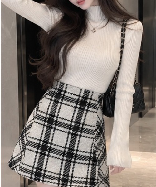 NoBelle（ノベル）の「ツイードチェックミニスカート（スカート・レディース・ブラック/ホワイト・FREE）」の11枚目の写真