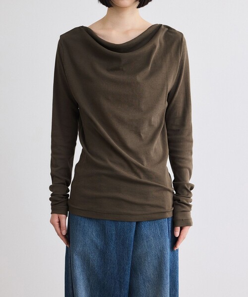 ADAM ET ROPE'(アダムエロペ)の「【EMOELLE】カウルネックロンT(Tシャツ/カットソー・レディース・オフホワイト/ブラウン・FREE)」の11枚目の写真