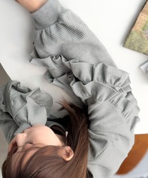 Java（ジャバ）の「《JaVaジャバコラボ》袖からときめく、大人のカジュアル。袖フリルワッフルプルオーバー（Tシャツ/カットソー）」
