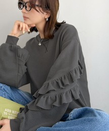 Java（ジャバ）の「《JaVaジャバコラボ》袖からときめく、大人のカジュアル。袖フリルワッフルプルオーバー（Tシャツ/カットソー）」