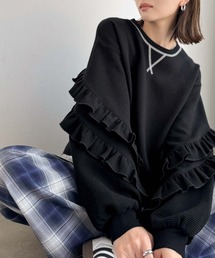 Java（ジャバ）の「《JaVaジャバコラボ》袖からときめく、大人のカジュアル。袖フリルワッフルプルオーバー（Tシャツ/カットソー）」