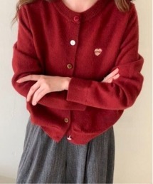 ランダムボタンハート刺繍ニットカーディガン