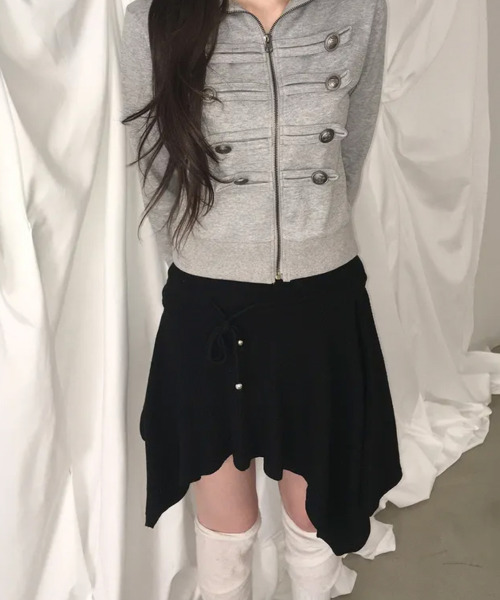 VIVID LADY(ビビッドレディー)の「アンティークボタン ナポレオンショートジャケット(ブルゾン・レディース・ブラック/グレー・FREE)」の6枚目の写真